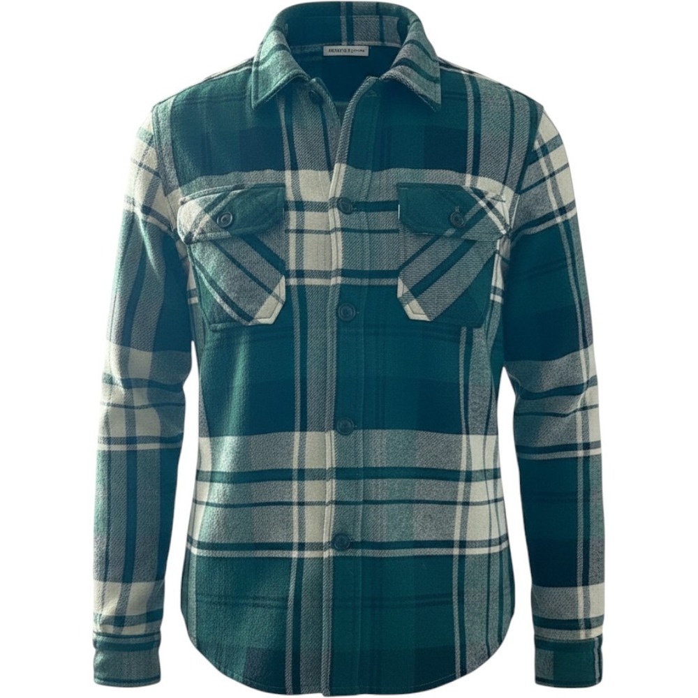 American Living Shirt Jacket Mens L‎ Green Plaid Wool Blend Shacket Heritage